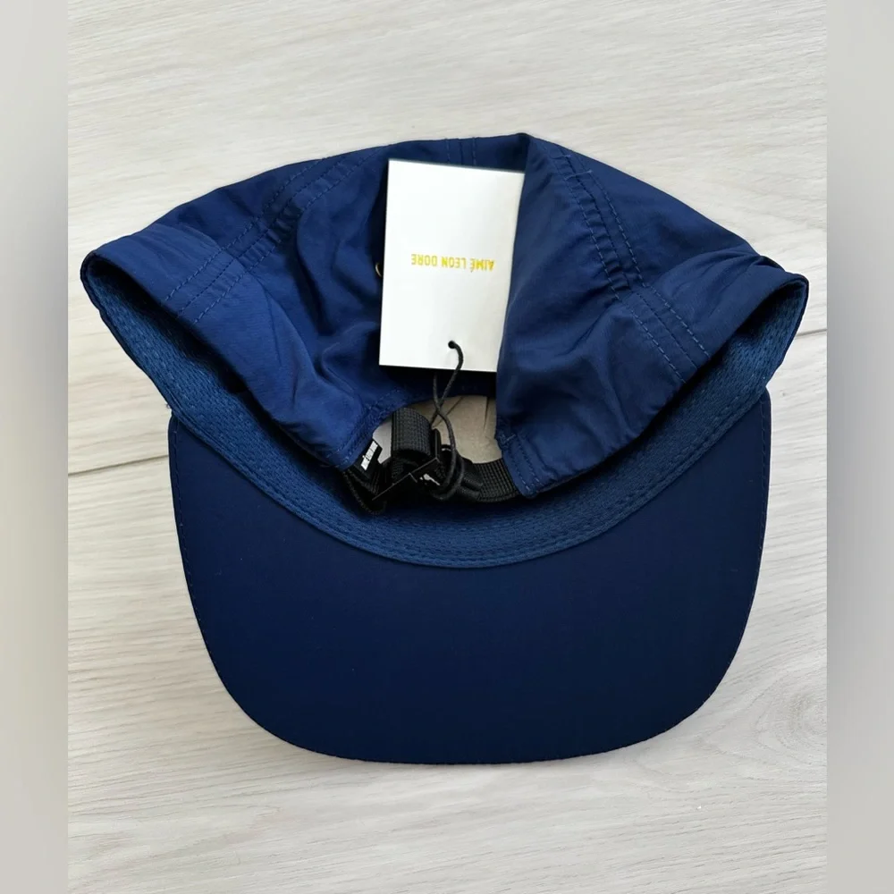 NEW AIME LEON DORE script sport nylon twill 6 panel hat cap navy
